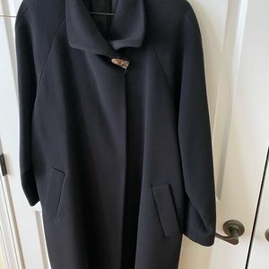 black knee length cashmere/merino wool coat